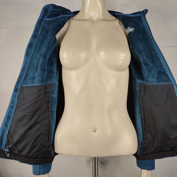 The North Face teal peacock blue full zip plush fleece Windwall jacket ladies XS - Picture 8 of 10